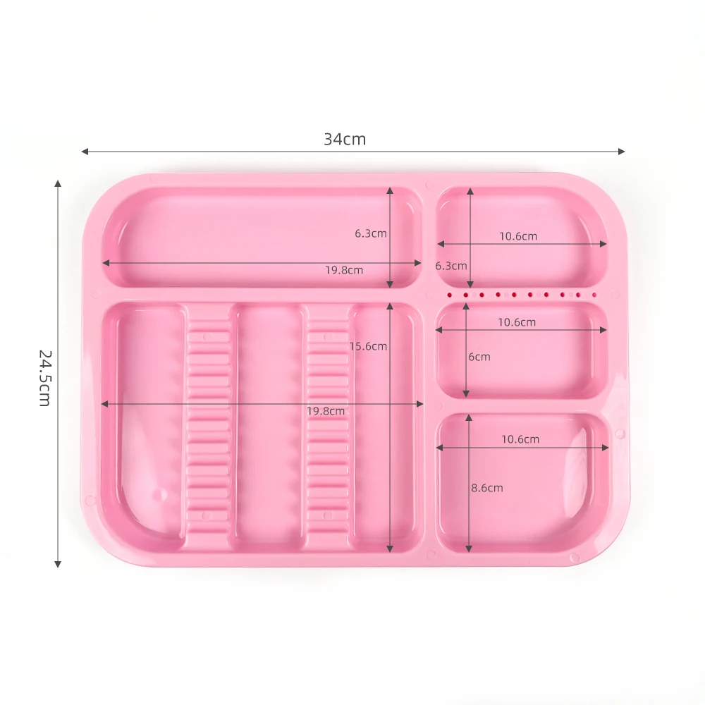 5 szt. Przyrządy dentystyczne tace kolorowe plastikowe separatory odontologii półka podzielone pudełko do umieszczania stomatologii narzędzie