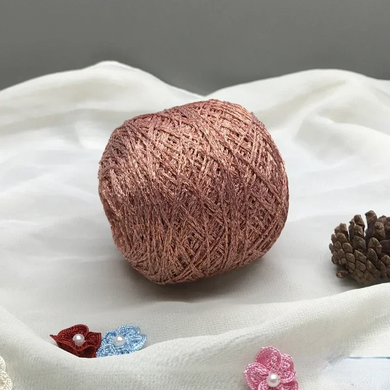50g New Selling Pure Silk Glitter Yarn Gold Silver Hollow Thread DIY Hyunya Bag Bear Crochet Doll Knitting Yarn Hand Woven Gift