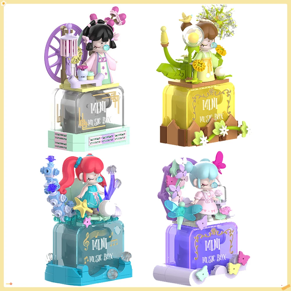 

Elf Building Blocks Mini Music Box Nanci Butterfly Fairy Dandelion Elf Decorative Ornaments Assembling Building Block Toys Gift