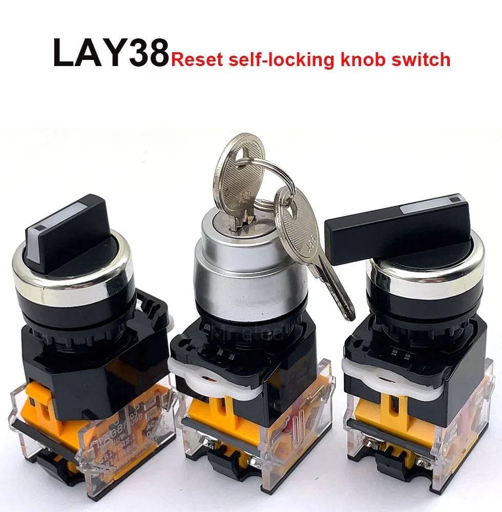 Key knob LA38-11Y/20Y/3 rotation self-locking reset second gear third gear 22MM