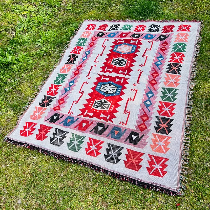 

Bohemian Woven Blanket for Sofa Camping Picnic Multi Purpose Throw Home Decor