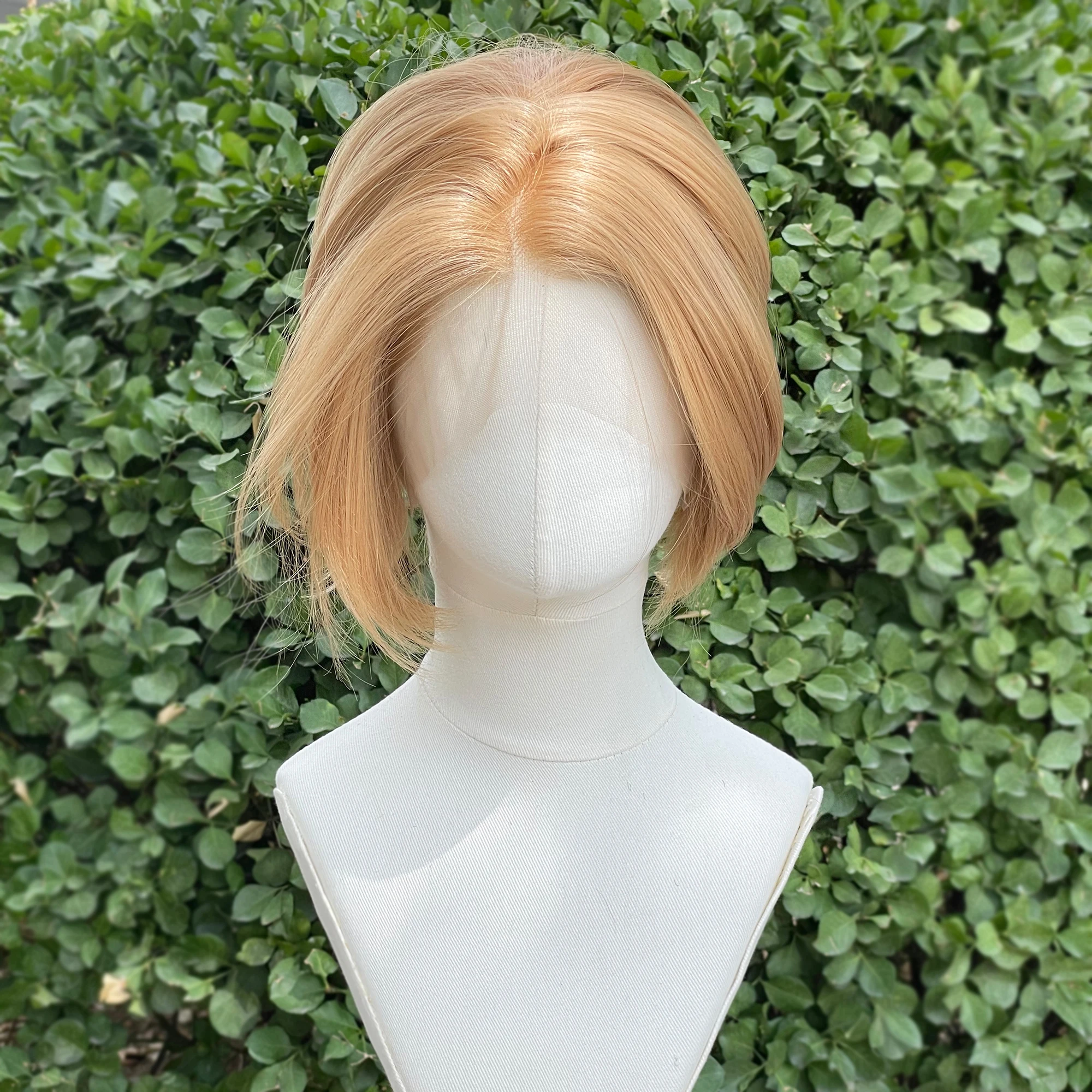 Honey Brown Short Bob Cut Cosplay Wigs for Men Women Free Part Glueless 13x4 Synthetic Lace Front Wigs Natural Hairline 150%