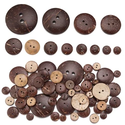 11-44mm Natural Wooden  2-Holes Button Round Coconet Buttons For Clothing Children Scrapbook Decorative Sewing Accessories