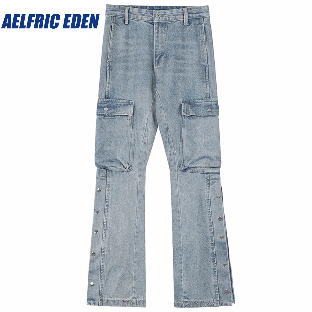 

Aelfric Eden Hip Hop Cargo Denim Pants Streetwear Plain Pants 2023 Men Harajuku Cotton Casual Joggers Jeans Harem Pants Trousers