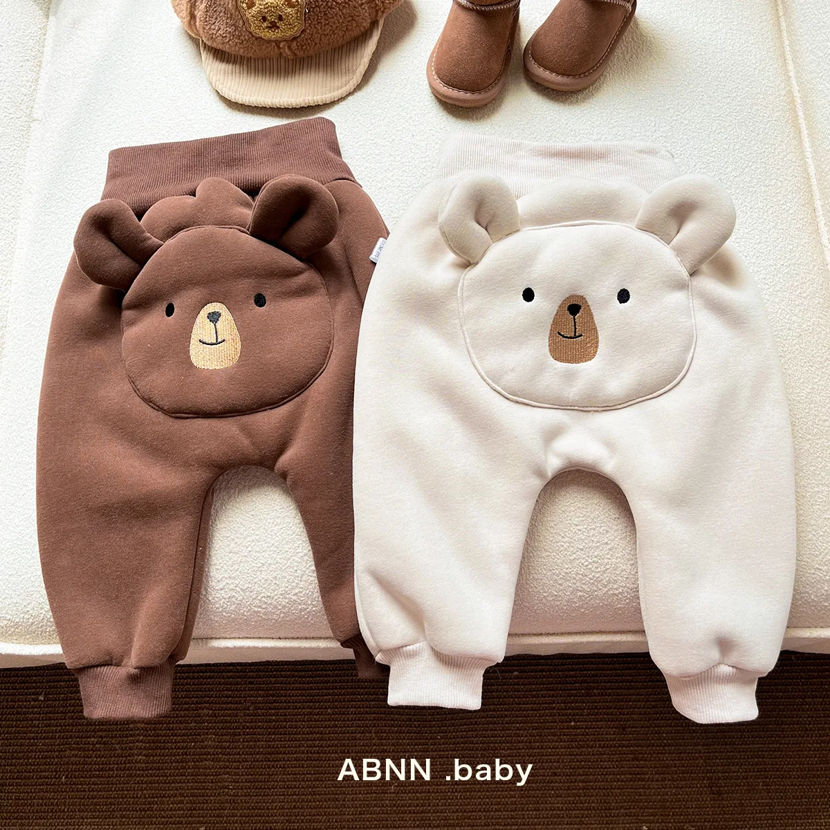 

2023 Winter Baby Big Pp Pants Loose Infant Girl Cute Bear Trousers Cotton Toddler Boy Casual Warm Pants Newborn Thick Clothes