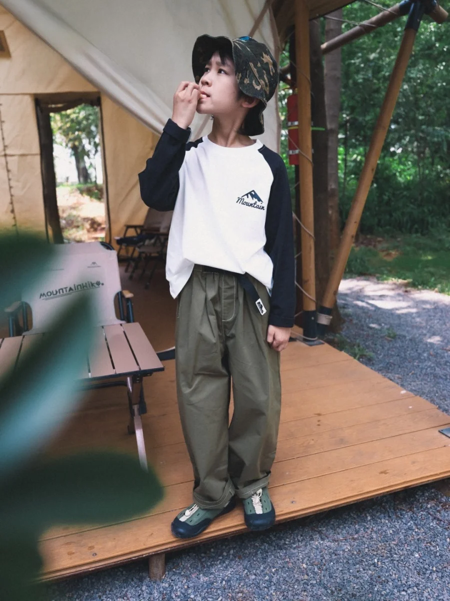 Outdoor Camouflage Work Pants for Boys Spring Autumn Loose Straight Leg Trousers FaceC Mountain Series Children's Clothing