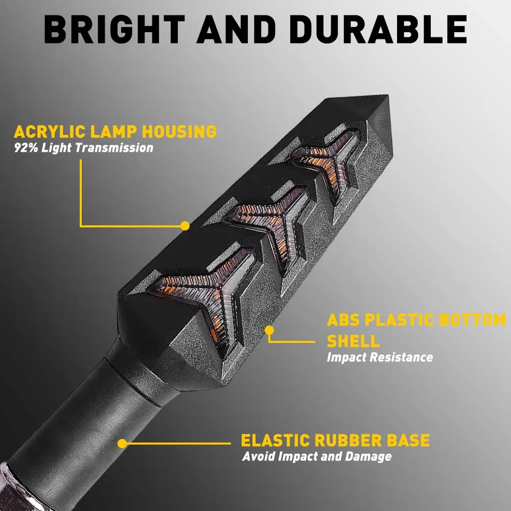 2Pcs Motorcycle Turn Signals Flowing Light Fishbone Amber Led For Motorbike 12V Indicators Daytime Running Lights Universal