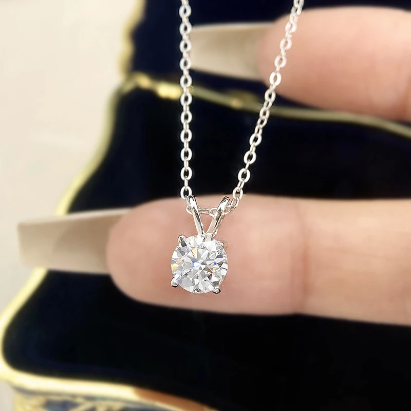 

DWJ Роскошный кулон с муассанитом и бриллиантами 1-2 карата для женщин, подарок, ожерелье из настоящего стерлингового серебра 925 пробы, сверкающие свадебные ювелирные украшения