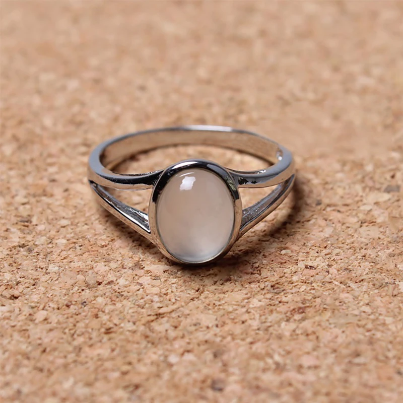 

Bella Ring Real 925 Sterling Silver Adjustable Opening Natural Moonstone Vintage Rings Twilight Jewelry for Women Lady