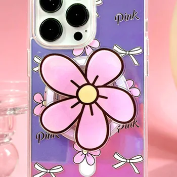 귀여운 만화 장미꽃 맥세이프 마그네틱 거치대 그립톡, 에그 프라이드 에그 액세서리, 범용 지지대 브래킷 스탠드 Caqa