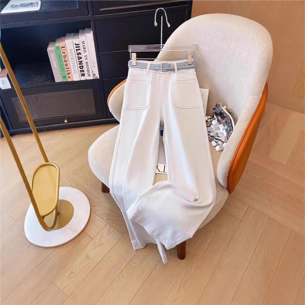 

Fashionable and Versatile Narrow Wide-leg Jeans Women's 2026 Summer Popular High-waisted Straight-leg Pants