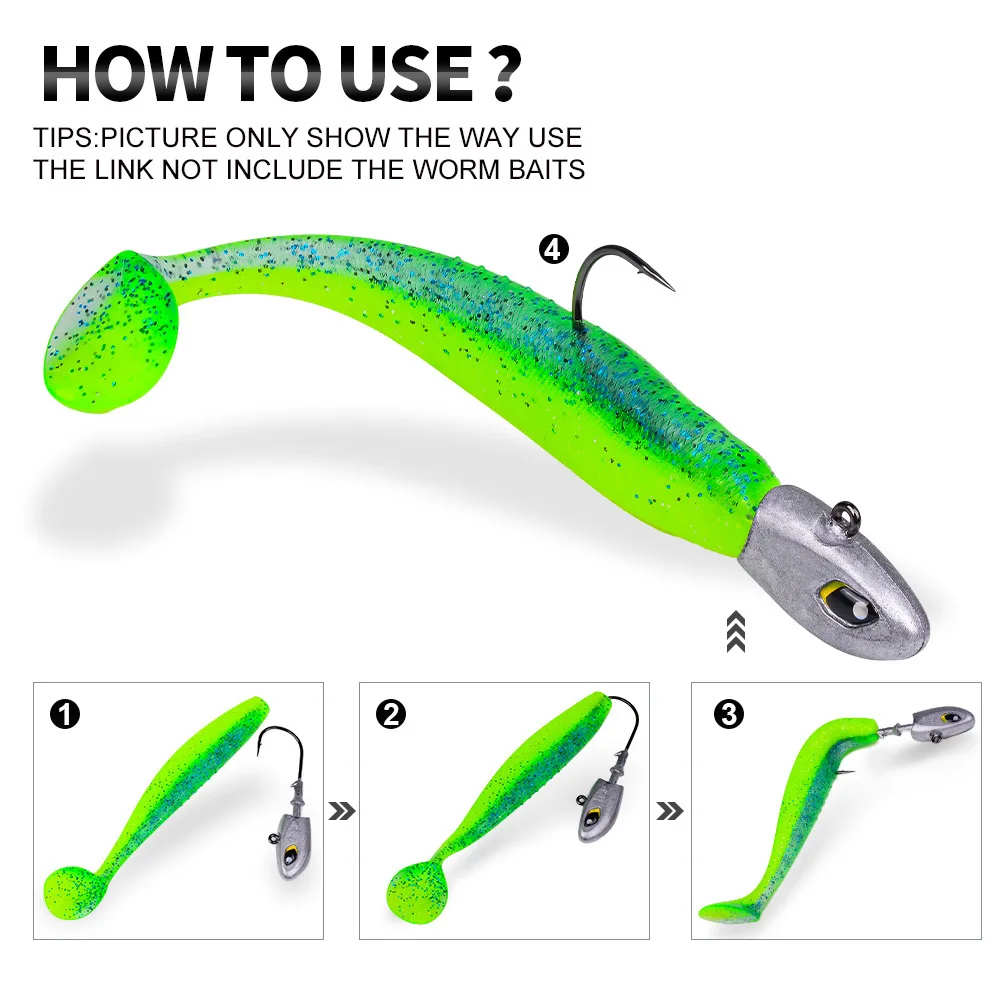 PRO BEROS 2-5 Stück/Beutel 9-40g JIG-Haken mit Scharfer Widerhaken und 3D-Augen, Jigkopf-Haken für Weichköder, Wurm-Angelzubehör, Weichplastik-Jig – Detail 9