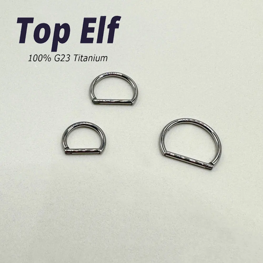 G23 ASTM F136 Titanium 16G 8/10/12mm Nose Ring Half Ring D Shape Segment Ring Clicker Cartilage Tragus Helix Piercing Jewelry