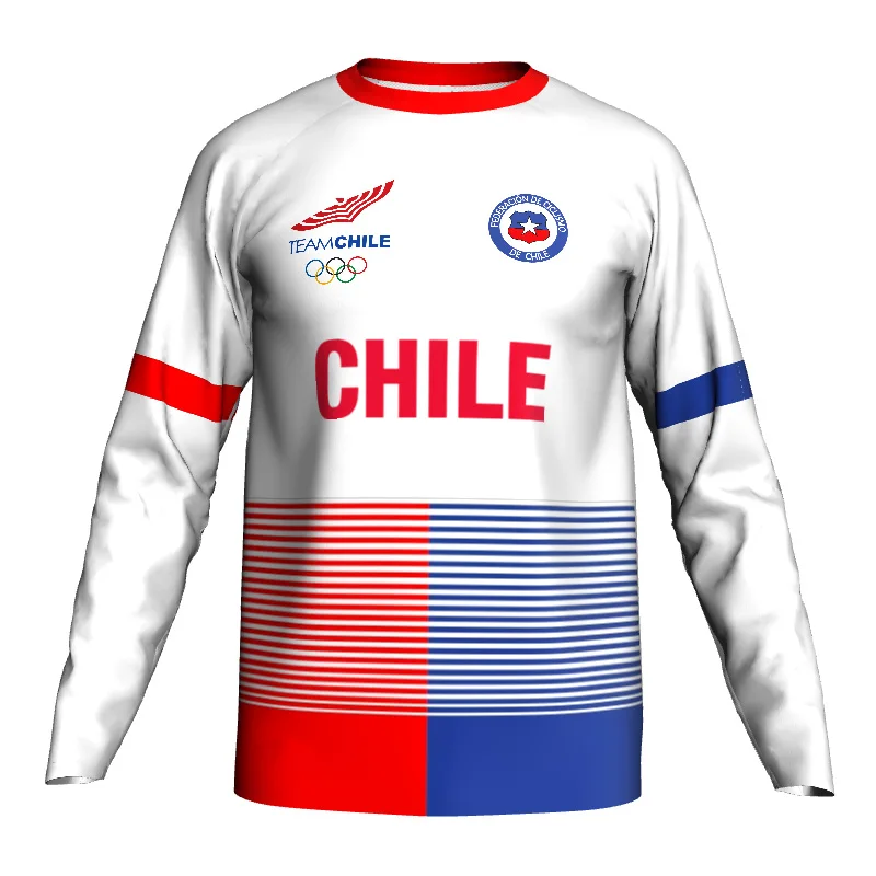 Chile Cycling Jersey Pro Long Sleeve Motocross Shirt Bike Road MTB Wear Downhill Racer Outdoor Sport White Top Style Male Design