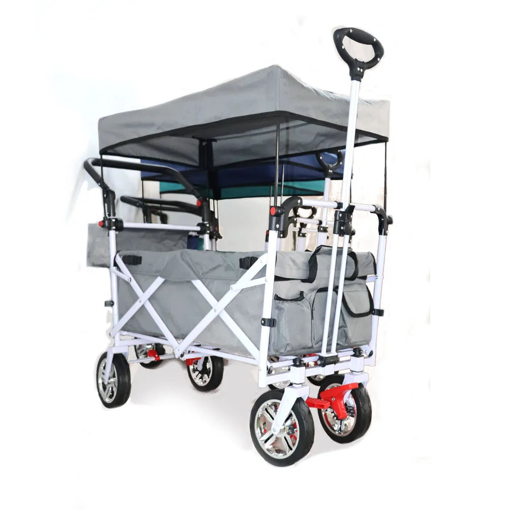 Portable 4 Wheels Storage Basket Garden Beach Trolley Folding Camping Wagon