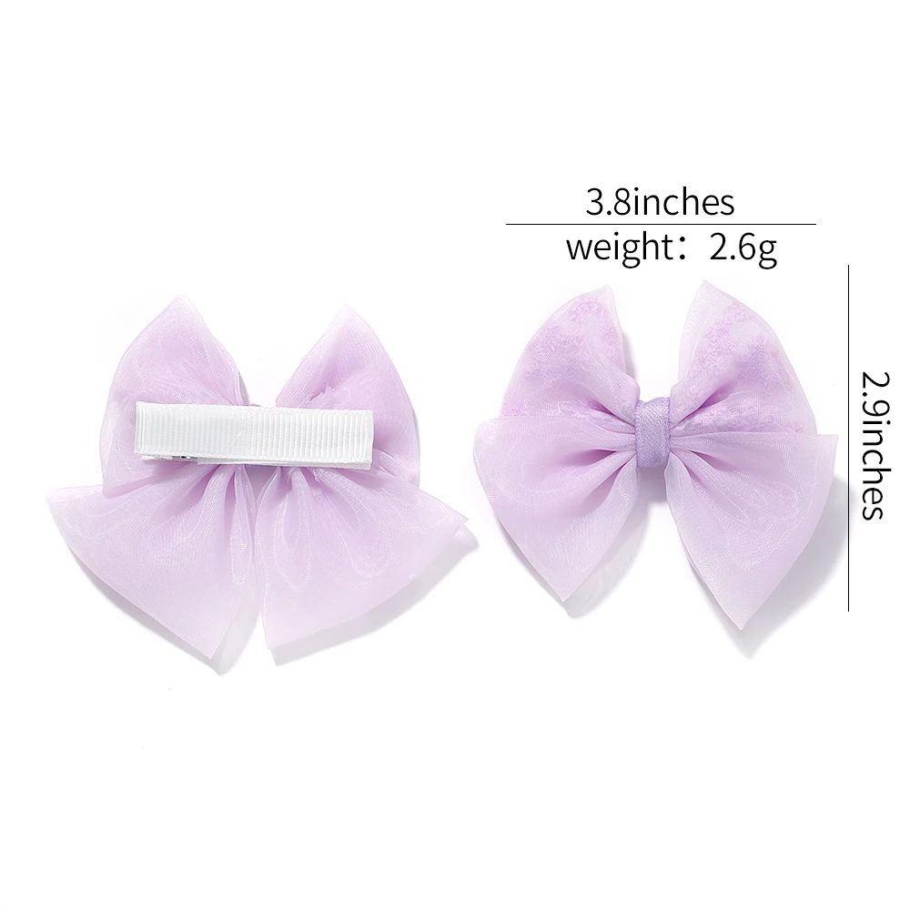 2Pcs/Set Solid Safe Hair Clips Summer New Girls Elegant Organza Bow Hairpins Sweet Kids  Fashion Princess Baby Hair Accessories