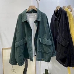 Jackets for Women Clothes Korean Fashion Loose Oversized Polo-neck Solid Cardigans Long Sleeved Workwear Autumn Coats Women Tops