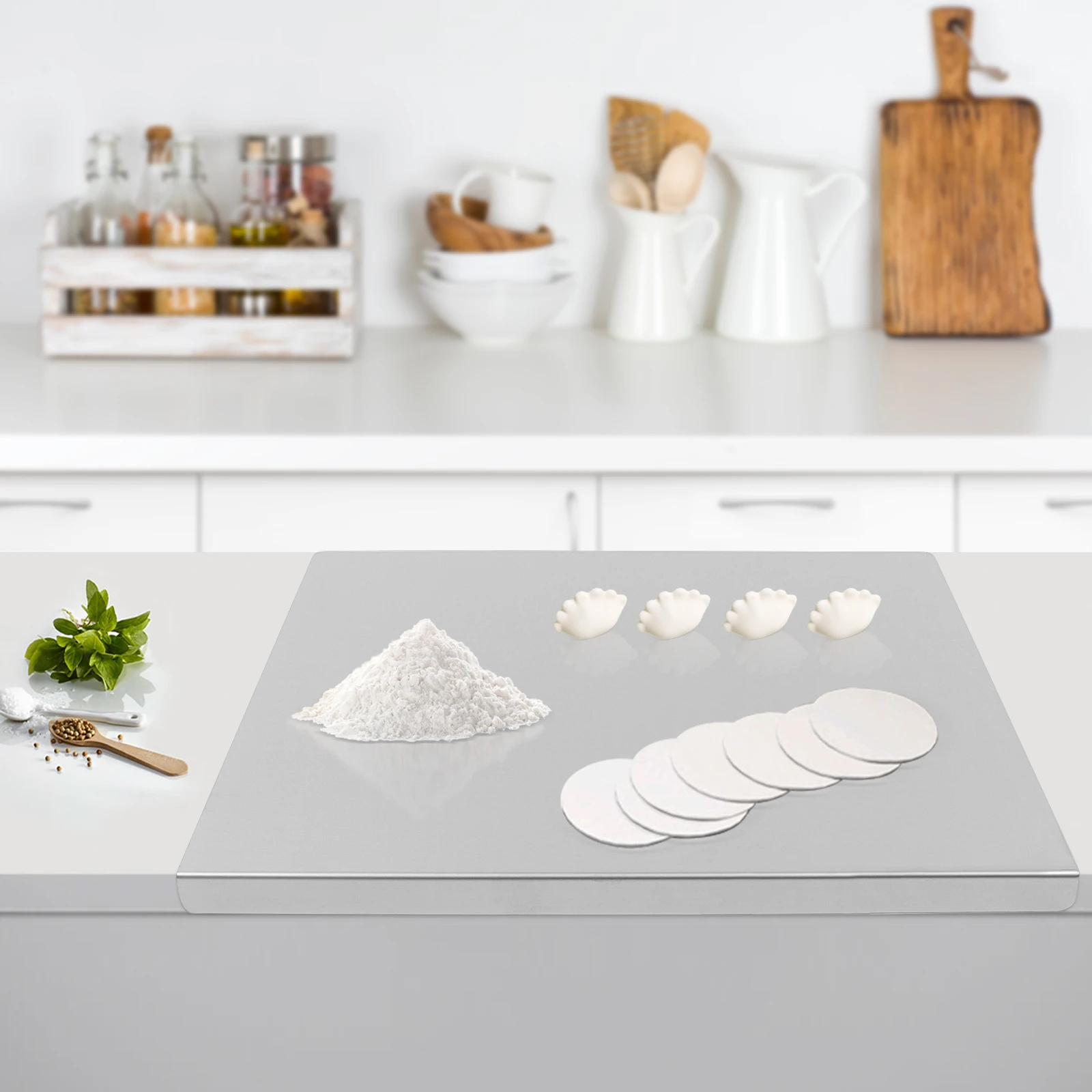 

24X20in Rectangular Stainless Steel Cutting Board Counter 60*50*1.5cm with Front Overhang Top