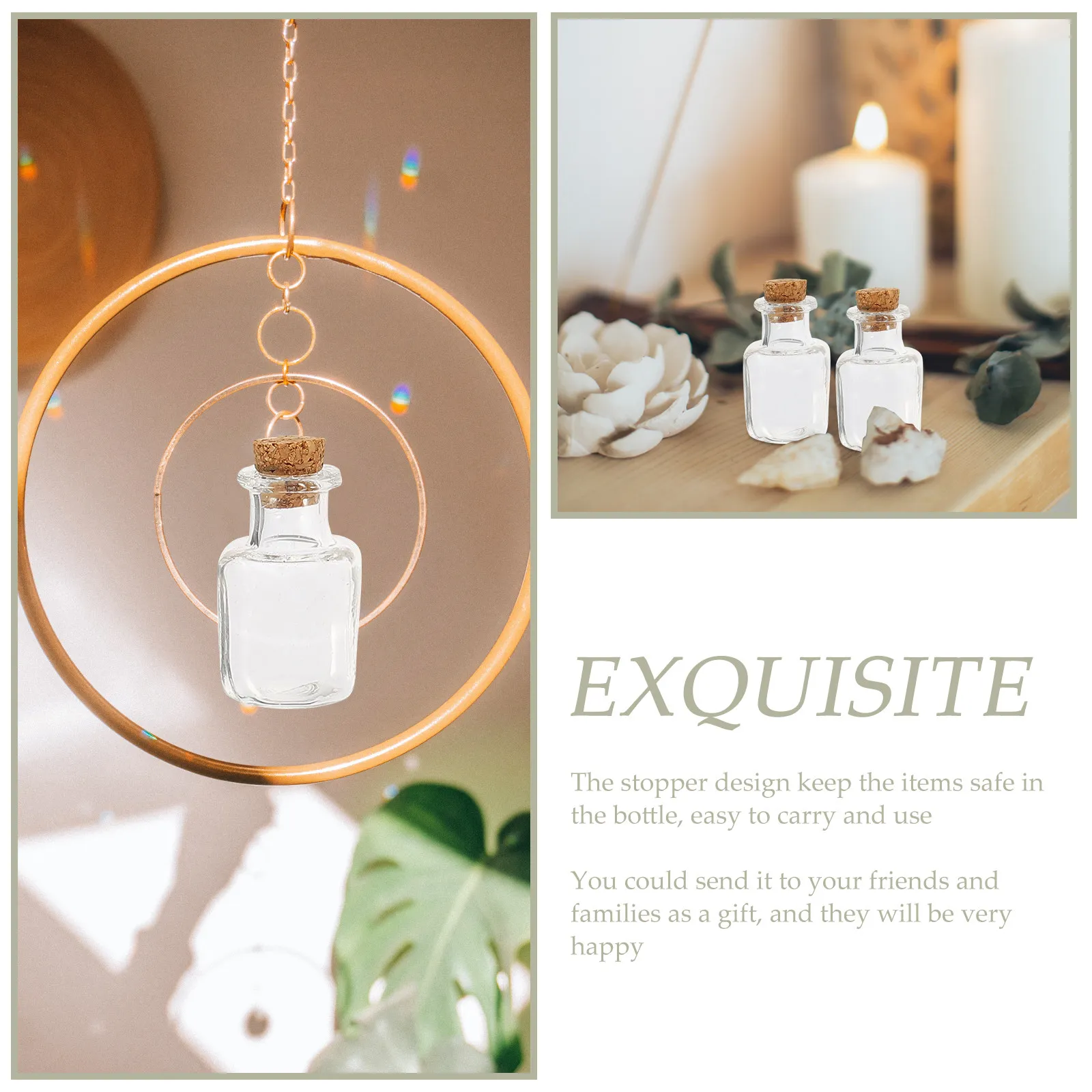 10Pcs Glass Bottle Transparent Compact Light Weight Easy Carry Storage Bottle for DIY Sample Display