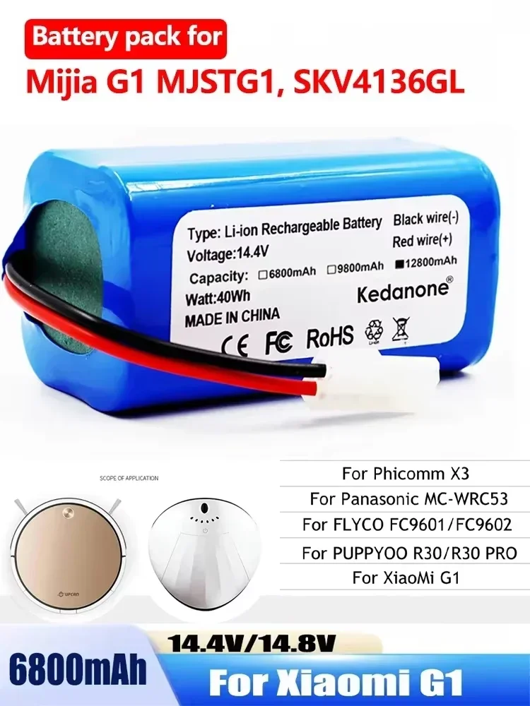 NEW 14.8V 6800mAh Li-ion Battery for Xiaomi G1 MI Robot Vacuum-Mop Essential MJSTG1 Robot Vacuum Cleaner 18650 Battery Pack