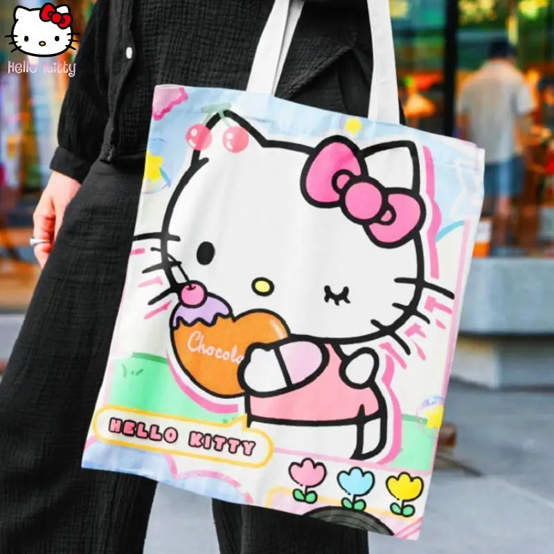 

Hello Kitty Girl Handbag Sanrio Kuromi Kawaii Anime Cartoon Fashion Sweet Large Capacity Shoulder Bag Student Tutoring Package