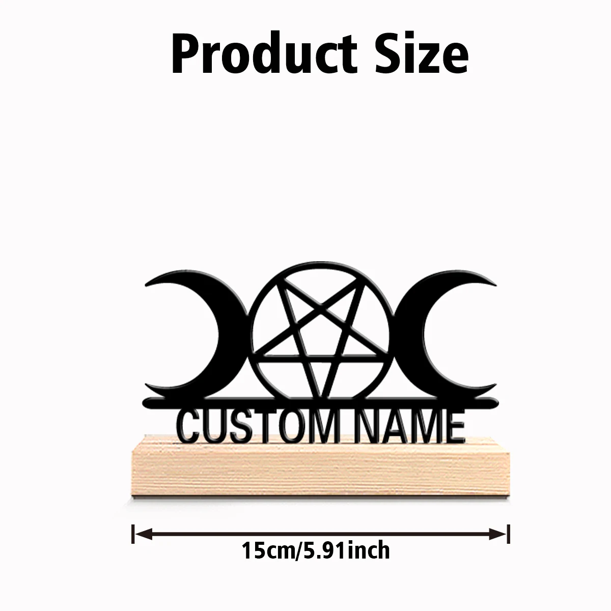 1pc Cute Personalized Custom Triple Moon Pentagram Metal Statues Basketball Enthusiast Gift With Wooden Base Perfect For Bedroo