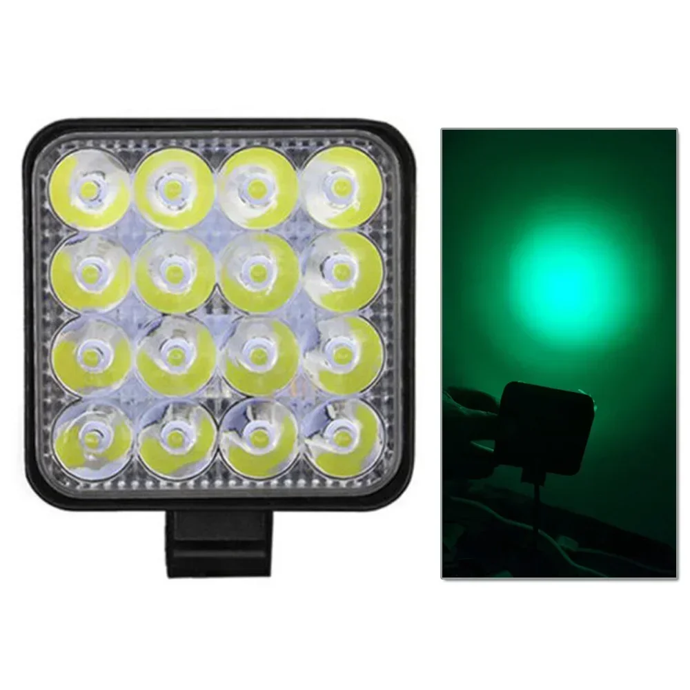 1 PC Car Work Light 48W 16-LED Bar Floodlight Car ATV Off-Road Driving Fog Lamp 12V / 24V 6000K Green Light Car Accessories