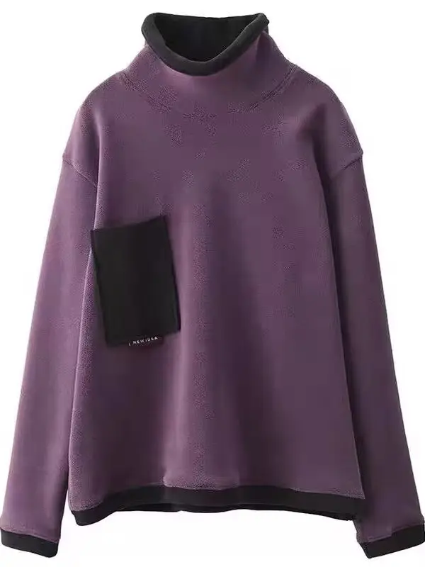 Sudadera Orlon de cuello alto para mujer, ropa interior holgada informal, Base irt cálida, novedad de Otoño Invierno, Top largo cómodo