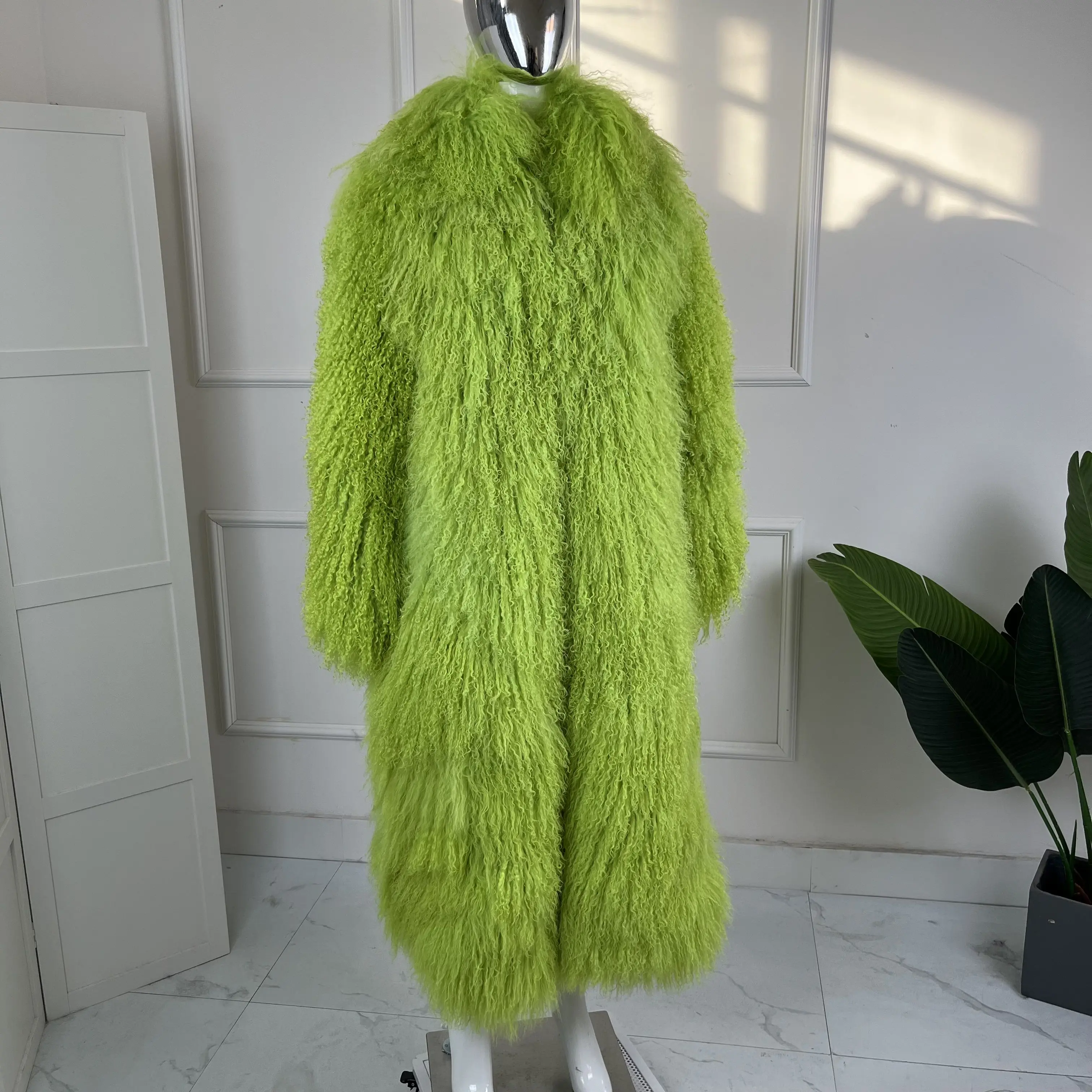 Frauen Kleidung Pelz langen Mantel mongolischen Lammfell Jacke Frauen Luxus Schaffell Mäntel Winter warmen flauschigen Mantel