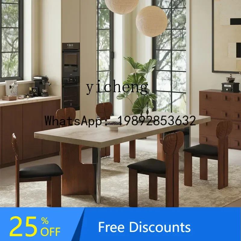 rock slab dining table and chairs solid wood home villa rectangular dining table
