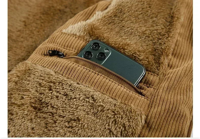 Gruba kamizelka sztruksowa z podszewką z polaru, męskie kamizelki ocieplane bawełną, bezrękawniki męskie, ciepłe kamizelki, rozmiary plus size do 6XL