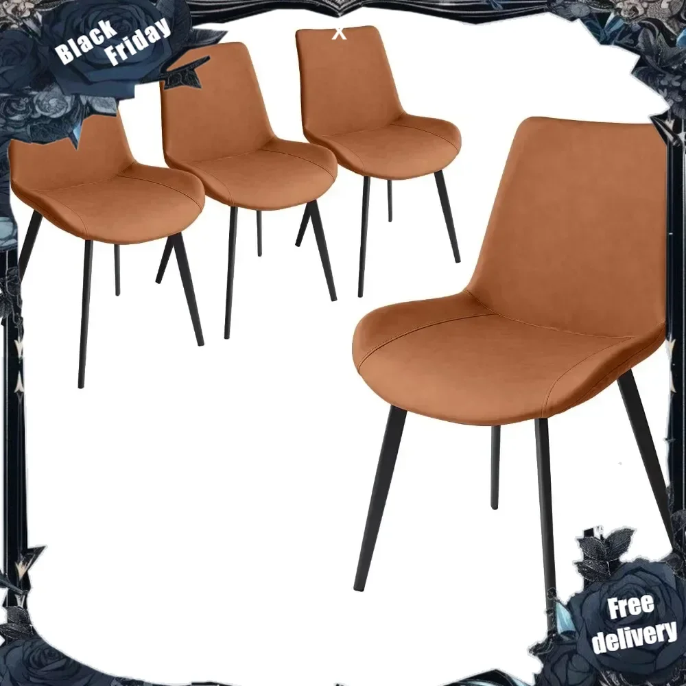 

Modern Kitchen Dining Room Chairs, Upholstered Dining Accent Side Chairs in Faux Leather Cushion Seat and Sturdy Metal Legs