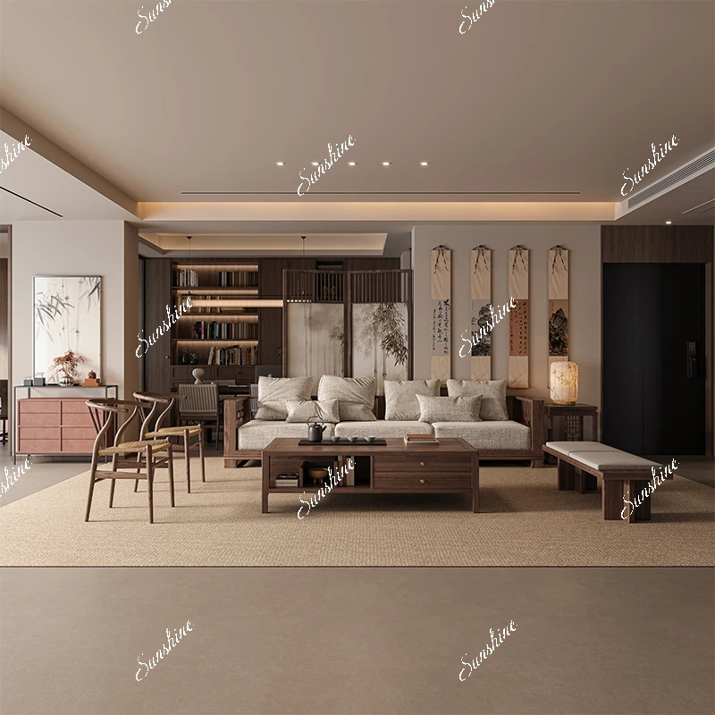 

High-end household coffee table combination fabric living room large flat floor reception