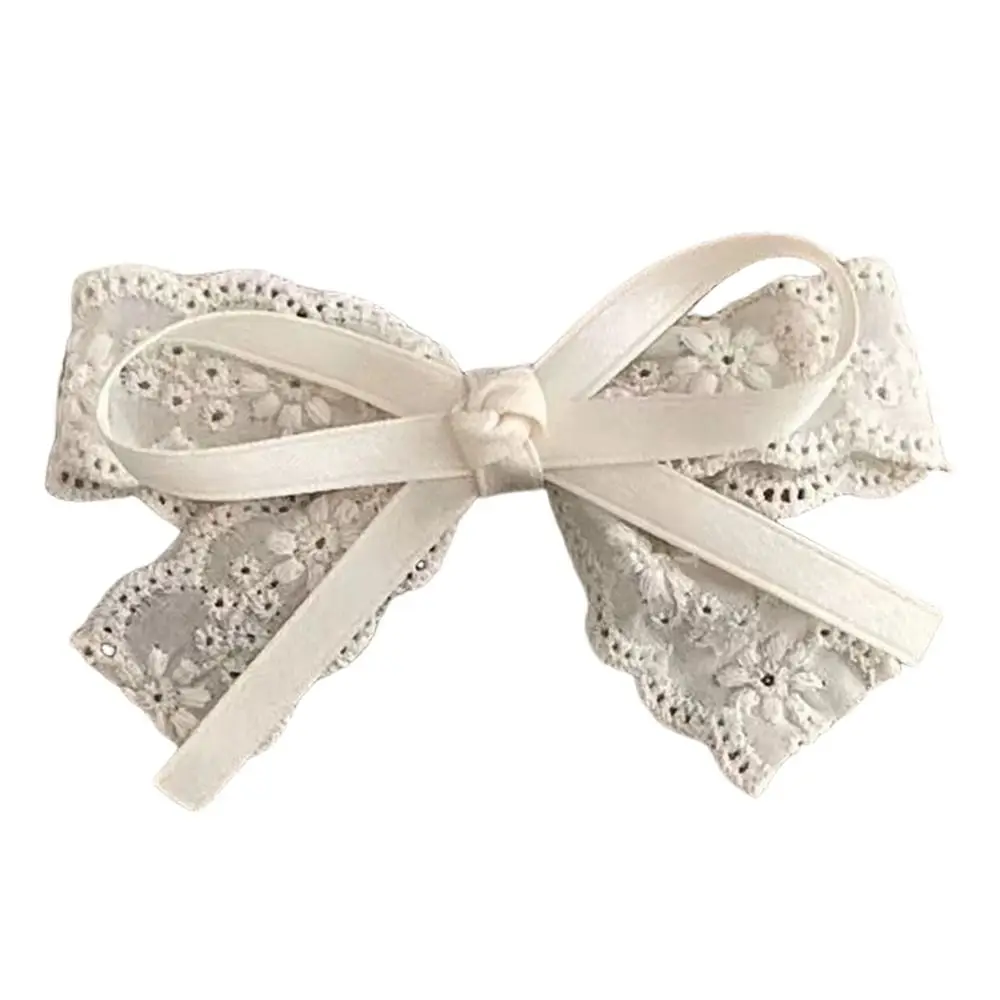 

Fresh Lace Bow Hair Clip Duckbilled White Kid Hairpins Small Hair Accessories Gift