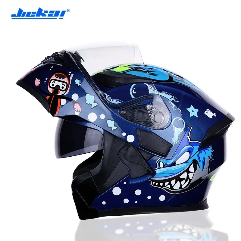 JIEKAI Motorcycle Helmet Flip Up Double Visors Motocross Casco Moto Motorsport Racing DOT Certification