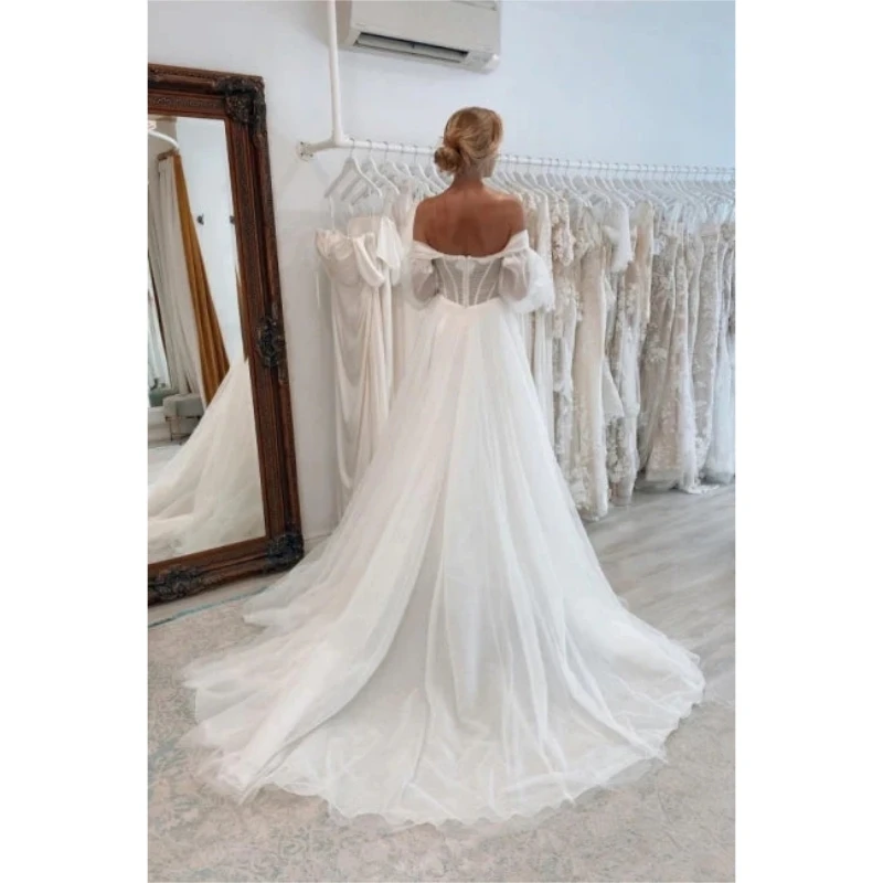 Semplici abiti da sposa A cuore senza maniche una linea abiti da ballo Sexy con spacco laterale Backless abiti da ballo da sposa da donna formale