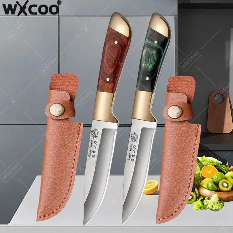 WXCOO Stainless Steel Forged Meat Knife with Sheath Barbecue Kitchen Butcher Knife MultiFunction Meat Cleaver Lamb Beef Barbecue
