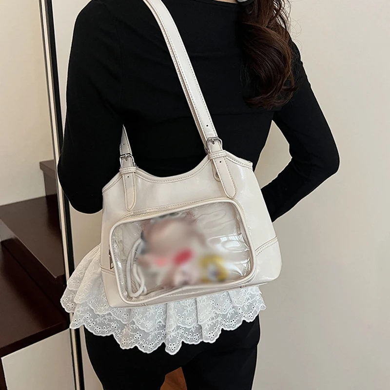 

Y2K Harajuku Shoulder Bag Women Korean Transparent Ita Bag School Crossbody Bag Female Japanese Designer Preppy Handbag Purse