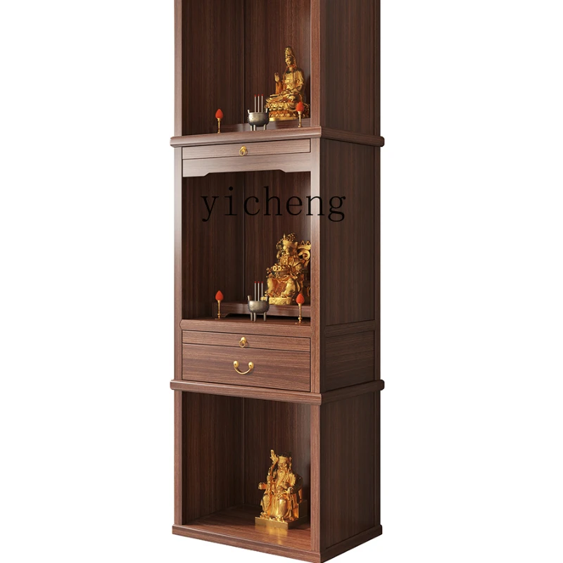 

Zf Solid Wood Three-Layer Buddha Cabinet Altar Incense Burner Table New Chinese Style Black Walnut Simple Clothes Closet