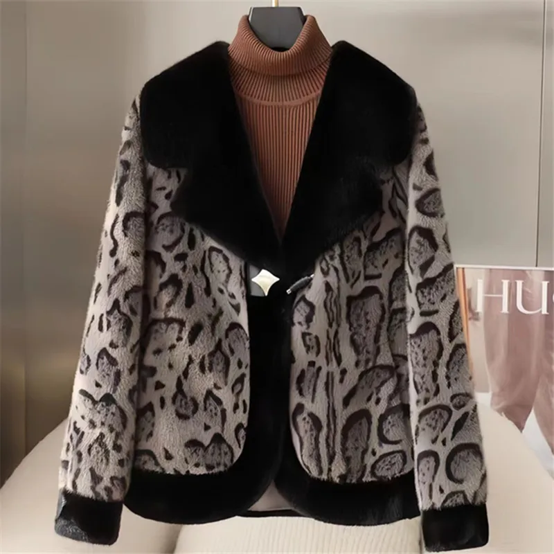 Cappotto in pelliccia di visone finto per donna, giacca con bottone singolo, capispalla con colletto rovesciato, pelliccia spessa, autunno e inverno, nuovo, 2024