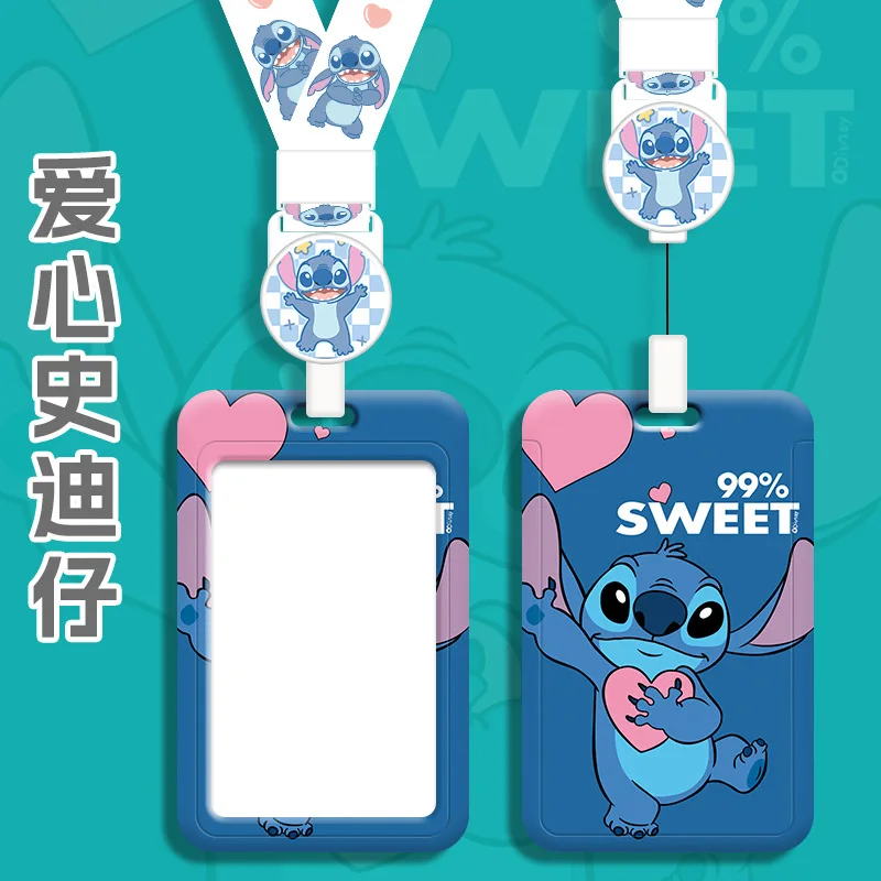Lanière porte-cartes Disney Stitch pour médecins, infirmières, étudiants, sangle de cou rétractable avec étui d'identité pour le travail du Campus et du métro