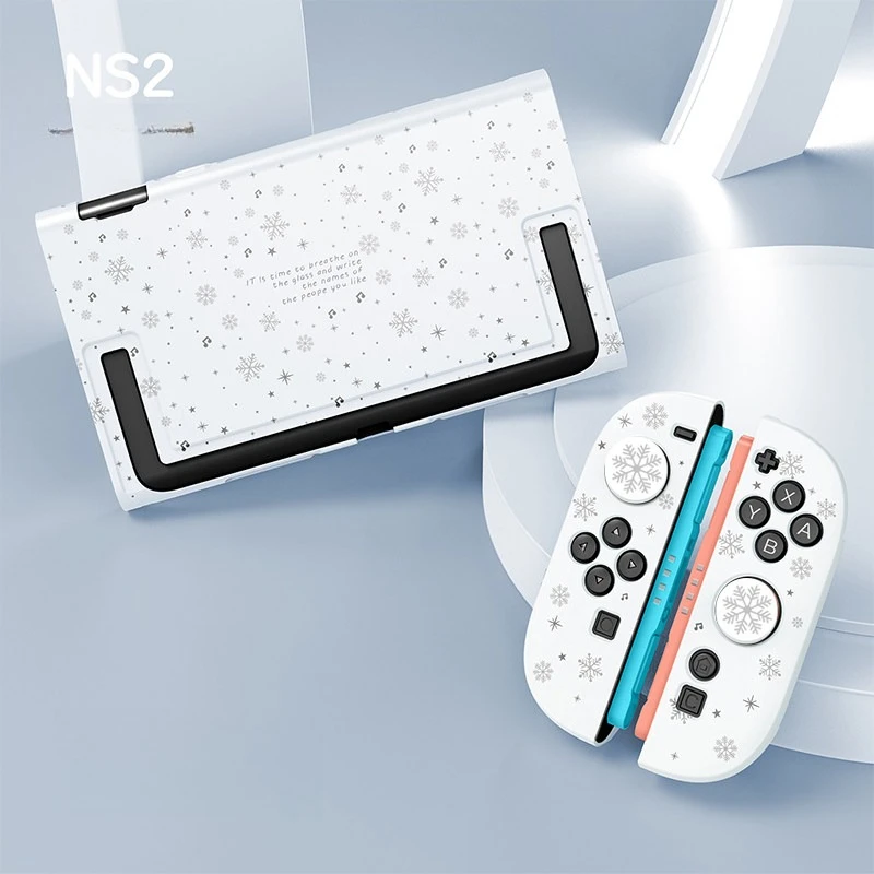 Ins Style Split Cover for Nintendo Switch 2 OLED Console Joy-Con Controllers Shell Snowflake Pattern Handheld Game Console Case