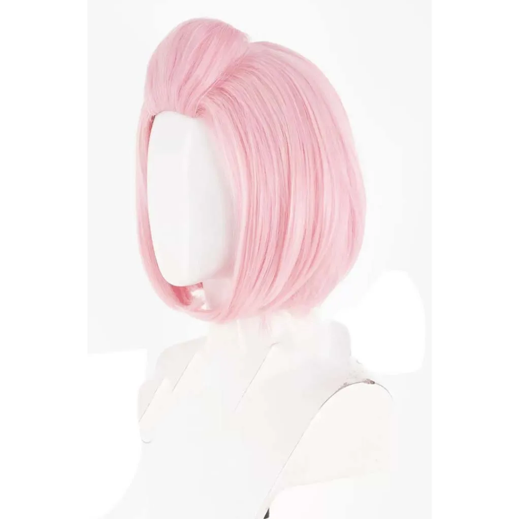 Women Anime Sakura The Power Cosplay Wig Heat Resistant Synthetic Pink Short Bob Hair For Halloween Party Props