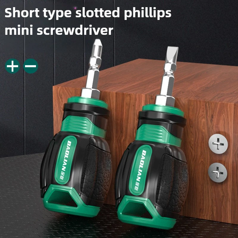 Picture 3: BAOLIAN Short Handle Screwdriver, Slotted/phillips Mini Screwdriver, Industrial Grade with Magnetic Screwdriver Head