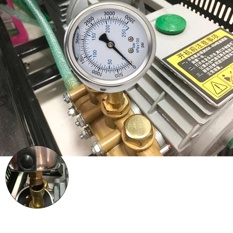 High Stability Pressure Washer Gauges 3500psi Quick Connect Pressure Gauges with N14x1.5 Thread used for Power Washer M4YD