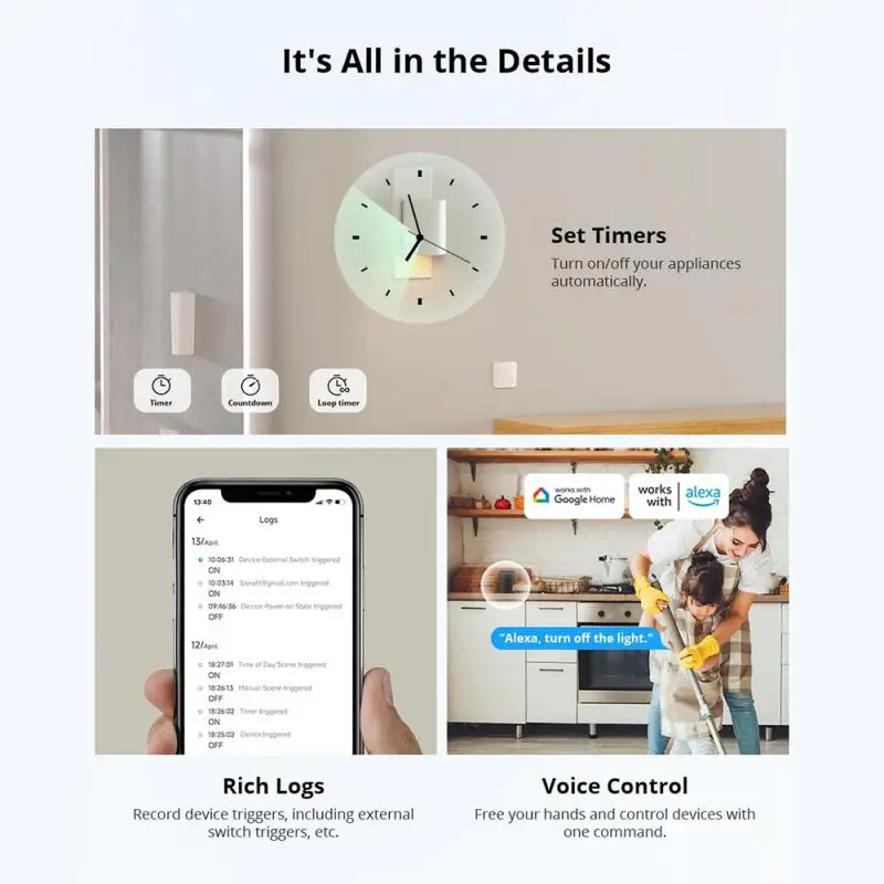 SONOFF MINIR4M MINI Extreme Wi-Fi Smart Switch Chip Detach Relay Matter Compatible eWeLink Voice Control via Alexa Google