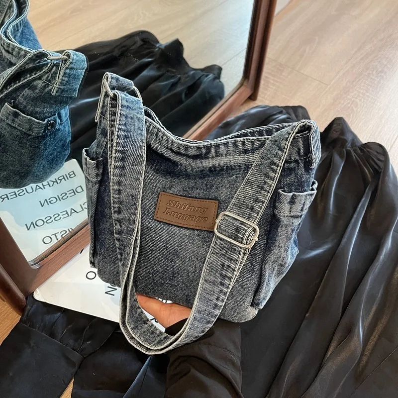 

Women's crossbody bag, canvas shoulder bag, casual denim crossbody bag, women's canvas bag, student casual bag