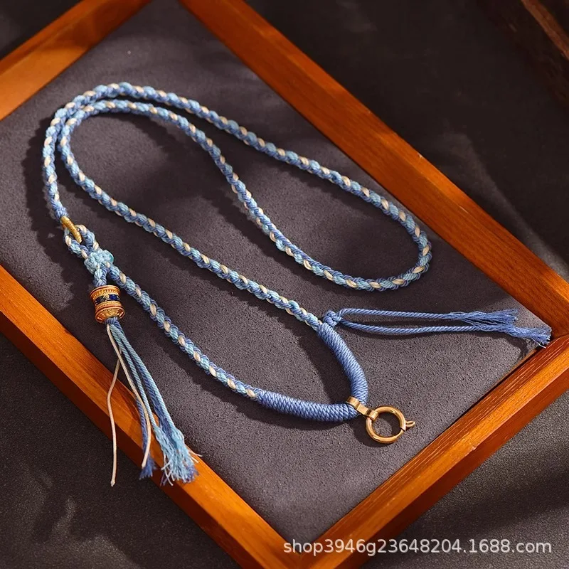 

Handmade Tibetan Style Hand Rubbed Cotton Neck Tangka Buddha Brand Necklace Universal Buckle Pendant Rope Lucky Jewelry