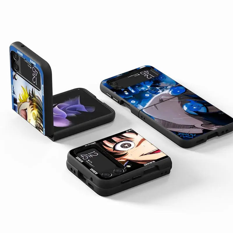 Japan Anime Blue Lock Z Flip 4 Phnoe Case For Samsung Z Flip 3 5 5G Black Hard Shell Galaxy ZFlip3 ZFlip4 ZFlip5 Unique Cover Lu