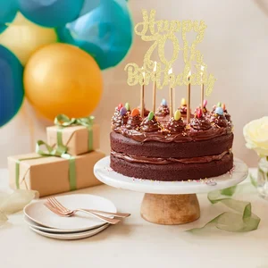 كيك توبر مع بريق و فيستيفو شارم ، بريلهانتي دورادو ، عيد ميلاد 70 ، احتفالك ، 1 قطعة أفضل 11 كعكة مبيعا 70 عاما - No11